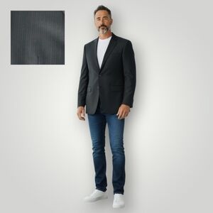 Michael Kors 42L Black Pinstripe Wool Blazer Men's Suit Jacket Long Business